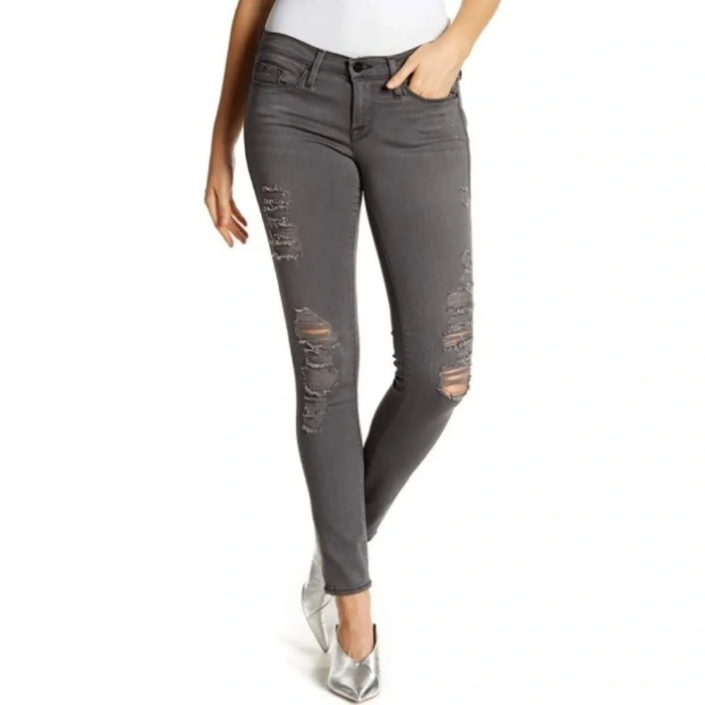 Frame Denim Le Skinny de Jeanne in Grey Shred Stretch Mid Rise 26 - Picture 11 of 11